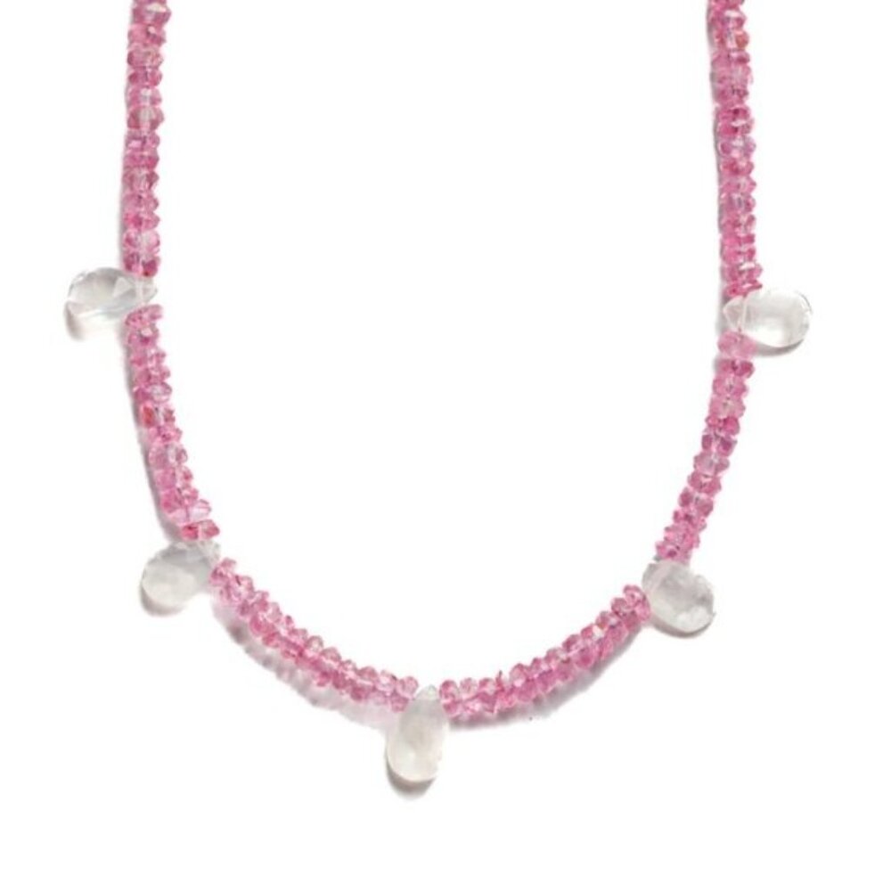 Gorgeous Pink Tourmaline & Moonstone Necklace Unique Handmade Necklace Beautiful